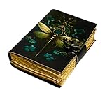 200 Pages Handmade Large Leather Journal Diary Embossed Tree of Life Book of Shadows Notebook Writing Seven Chakra Grimoire Sketchbook 7x5 Leather Bound (Gold- Luna Moth)