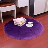 TROYSINC Runder Teppich, Kunstfell Teppich, Longhair Teppich, Super Weich Schaffell Hochflor Teppich, Modern Wohnzimmer Schlafzimmer Teppich (120 x 120 cm,Violett)