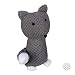 Relaxdays Türstopper Fuchs, dekorativer Türpuffer, für Boden, stehend, gefüllt, innen, 1 kg, Stoff Türsandsack, grau