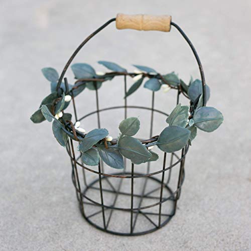 image for Petite Bronze Flower Girl Basket - Metal Wedding Basket w/Wood Handle 