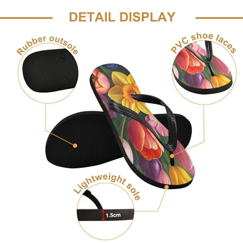 Burbuja Spring Flowers Flip Flops for Women Men, Soft Thong Sandals Rubber Slippers for Pool Beach Essentials3