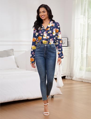 Image of SHESHOW Satin Pajamas Set for Women Set Long Sleeve Button Down Pjs Sets 2 Piece Loungewear Animal Sleepwear XS-XXL
