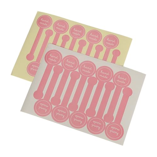 300 Handmade Seal Labels - Hand Made Cake Stickers, Self Adhesive Pink Sealing Labels for Cookie, Cake, Chocolate, Candy, Snack Wrapping, Bakery Bags