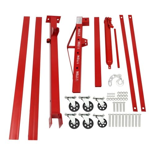 Grúa de elevación de motor plegable de 2 toneladas, dispositivo de elevación de carrocería de acero de carbono de alta resistencia con 6 ruedas de dirección de hierro 2T Rojo - Soporte