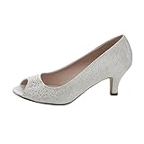 Bonnibel Wonda-2 Womens Peep Toe Low Heel Glitter Slip On Dress Pumps,White,7.5