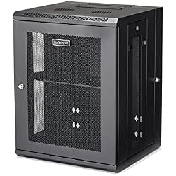 1 of StarTech 15U Wall-Mount Cabinet, 19in, 4-Post, 16in Deep (RK1520WALHM) | Hinged enclosed locking server rack kit for IT data equipment, Adjustable depth 2.4-16in, SPCC steel, Assembled