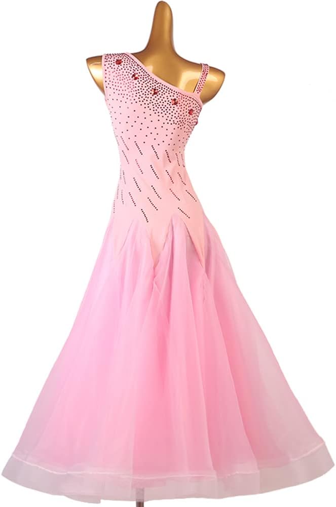 Pink Rhinestones Ballroom Dance Dresses for Women
