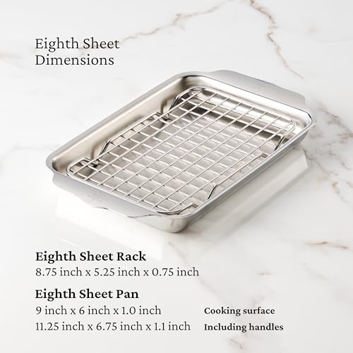 Image of Hestan OvenBond Provisions - Tri-Ply Stainless Steel 2-Piece Mini-Eighth Sheet Pan & Rack Set (6 x 9 inch)