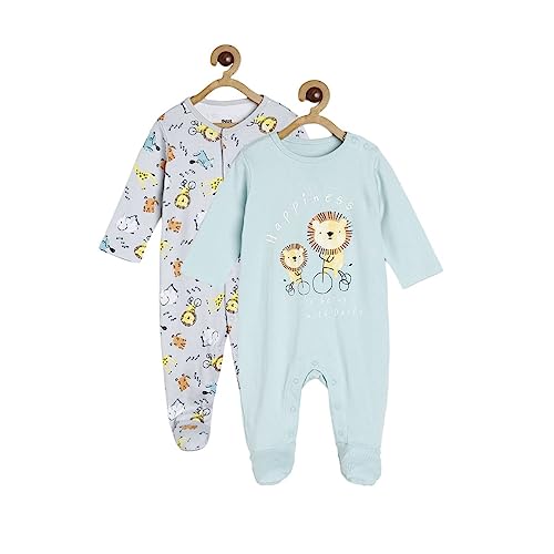 Image of miniklub Baby Front Open Long Sleeve Full Length Knitted Cotton Sleep Suit (Yellow Color)