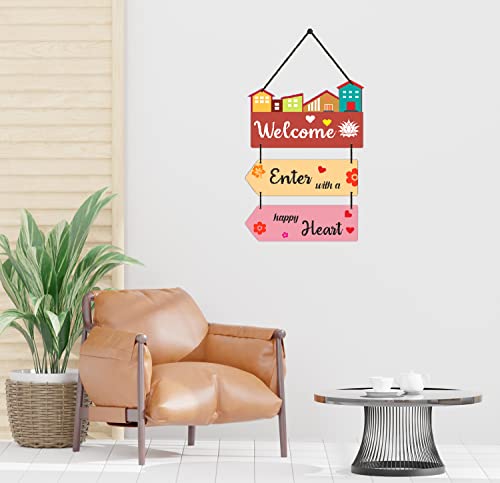 Image of Expleasia, Exuberant & Luxury Decor Decorative Wall Hanging Wooden Decoration Item for Home Office Living Room Bedroom Decoration Items Home Decor Gift Items (Welcome)