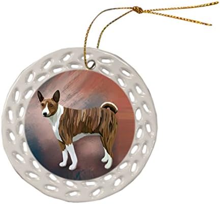 Basenji African Hunting Dog Christmas Doily Ceramic Ornament