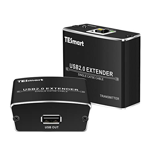 TESmart 328 ft (100m) USB 2.0 Extender USB to CAT RJ45 LAN UTP Cable Extension USB 2.0 Repeater with Power