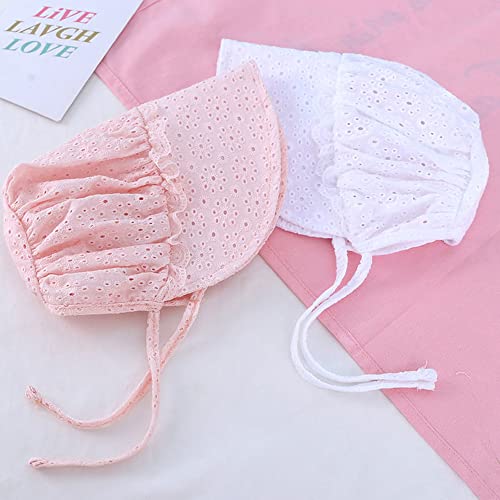 Baby Little Kids Toddlers Breathable Lacy Bonnet Eyelet Cotton Adjustable Sun Protection Hat (Pink White-1) #TOP4