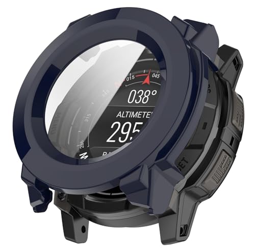 SHEAWA for Garmin�K�[�~�� instinct 3 50mm �P�[�X �J�o�[ PC+�����K���X�t�B���� �S�ʕی� 9H�d�x ��̌^�ی�P�[�X �ی�J�o�[ �ϏՌ� �A�N�Z�T���[ (�l�C�r�[�u���[)