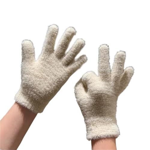 Guantes cinco dedos de felpa para mujer mitones calidos y resistentes al frio para invierno