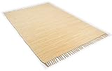 Dhurry | Fleckerl | Flachgewebe-Teppich aus 100% Baumwolle; handgewebt, waschbar, beidseitig verwendbar | 60 x 120 cm; Natur | Happy Cotton