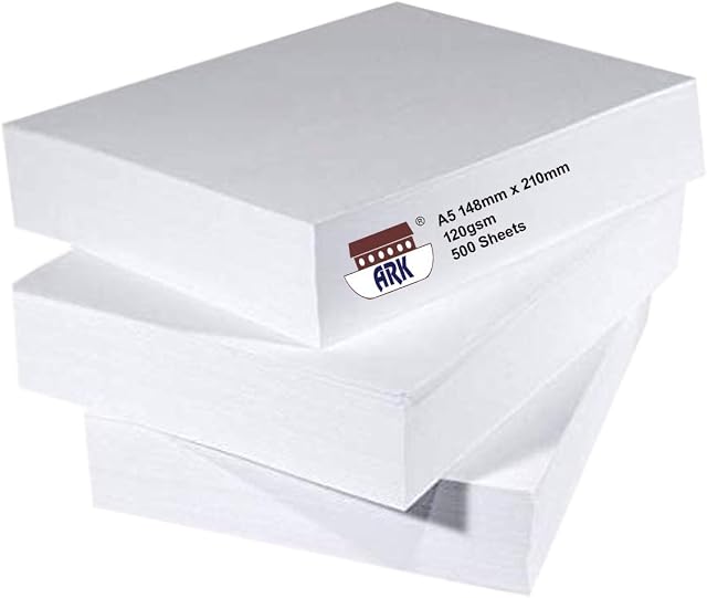 ARK 120gsm White Premium Thick Printing Paper Suitable for All Printers (A5 (Pack of 500)) (1)