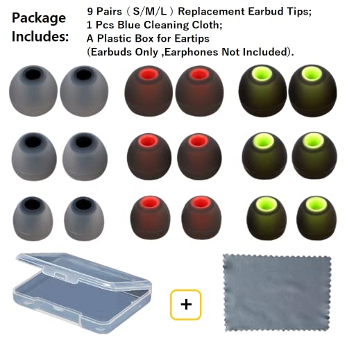 Image of Earbud Tips Replacement Earbud Tips Ear Bud Replacement Pieces Silicone Soft and Comfortable Fit for Inner Hole from 3.8mm - 5.1mm Earphones 9 Pairs S /M /L