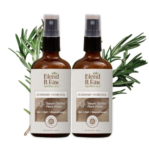 Image of Blend It Raw Apothecary Rosemary Hydrosol | Steam Distilled Rosemary Water for Hair Care | Pack of 2 | 100ml each