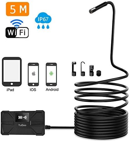 Wireless Endoscope, Wifi Borescope 1.18Inch to 197 Inch Focal Length, 1080P HD Wifi Snake Inspection Endoscope Camera with 2.0Mp, and 8mm Waterproof Cable for Android and Ios, Tablet-16.5Ft