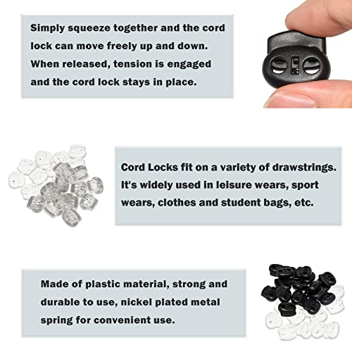 Flyshop Luggage Spring Stopper Fastener Slider Toggles End Double Holes Cordlocks Cord Lock End Toggle 10 Pcs Smaller Size Black, 17 X 15Mm (0.67" X 0.59") #TOP6