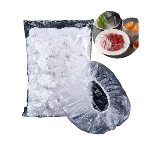 100 coperture in pellicola trasparente, riutilizzabili, per conservare alimenti, verdure, elasticizzate, per ciotole, piatti, utensili da cucina (colore nero)