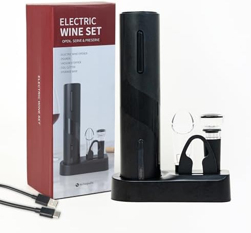 Electric Wine Opener Set Sleek Matte Black Uncorks In Seconds For Hosts And Entertaining main image 0