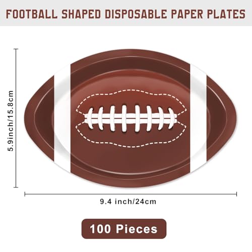 Oigco 100 Pieces Football Shaped Disposable Paper Plates 9.4 Inch Large Football Party Plates Football Party Decorations For Football Sports Birthday & Gameday Tailgate Party Decorations thumb #1