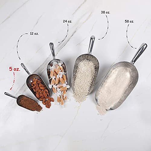 Cast Aluminum Utility Scoop, 5-Ounce - Round Bottom, Small Ice Scoop For Multi-Purpose Use, With Finger Groove Handle (Hand Wash Only) 5 Oz. #TOP4