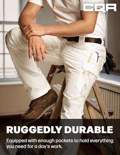Image of CQR Men's Quick Dry Work Pants, Water Resistant Outdoor Tactical Pants, Lightweight Stretch Cargo Hiking Pants