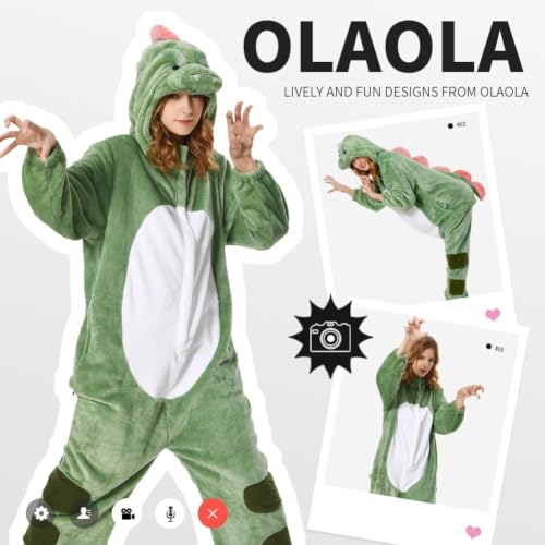 OLAOLA Adult Onesie, Dinosaur Halloween Costume, Animal One-Piece Pajamas - image 4