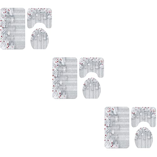 3-in-1 Badezimmer-Pads, 3-in-1, Motiv: Weihnachtsszene, rutschfest, Waschraum-Teppich, WC-Deckelbezug für Zuhause, Hotel – Bild 3