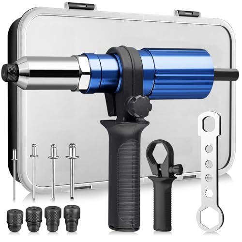 AUTOUTLET Nietaufsatz für Bohrmaschine Akkuschrauber, Elektrischer Nietadapter Nietmuttern Adapter Kit mit 2,4/3,2/4,0/4,8mm Nasenstücke und 80pcs Nieten, für Blindnieten aus Alu, Stahl und Edelstahl