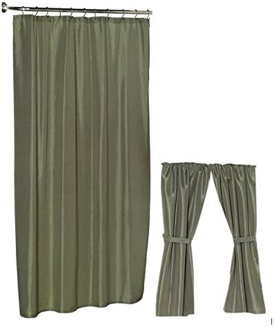Home Fashions Sage Green Shower and Window Curtain Set