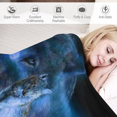 Couverture polaire de flannel loup impression 3D haute définition pour linge de lit - 4