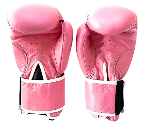 UNBRANDED SPORTS Gants de Boxe en Cuir véritable pour garçons et Enfants, Rose, 8.oz