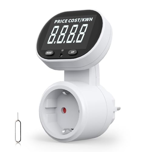 Medidor de gastos de electricidad, medidor de potencia, medidor de gastos de energía, enchufe, medidor de potencia con pantalla LCD grande, protección contra sobrecarga, 3680 W