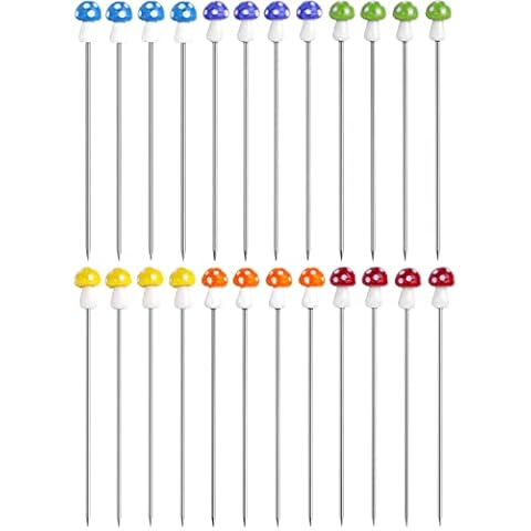 Cocktail Picks for Drinks, Mushroom Glass Decoration Martini Cocktail Picks, Stainless Steel Cocktail Toothpicks, Reusable Martini Picks for Eating Fruits Salads Snacks Cakes Desserts Sushi 24 Pcs Cover