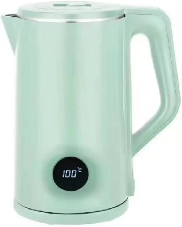 Chaleira elétrica de aço inoxidável com 2,5 litros e 110 volts, com visor digital e função de desligamento automático (VERDE)
