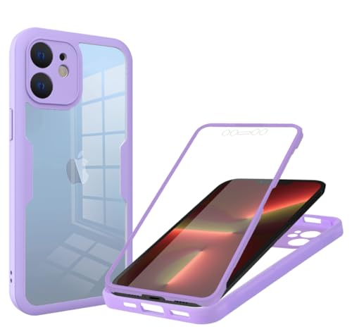 Draamvol for iPhone 12 Case Built-in Screen Protector Clear Silicone Bumper Cover Shockproof 360°Full Body Drop Protection Transparent Cover for iPhone 12 Phone Case