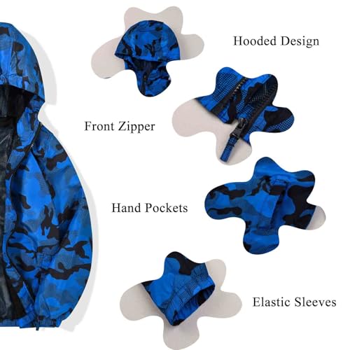 SUNDAY ROSE Boys Windbreaker Jacket Hooded Lightweight Windroof Water-resistant Outdoor Coats for Kids4