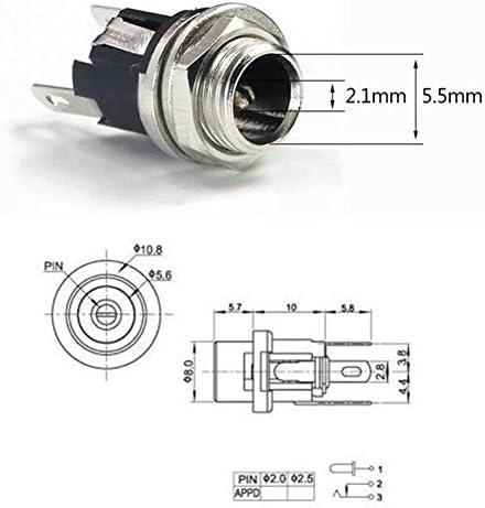 Lsgoodcare 60Pcs 5.5MM x 2.1MM Male Female DC Power Plug Solder Jack Adapter Socket Connectors with Rubber Caps for Audio Video Phone CCTV