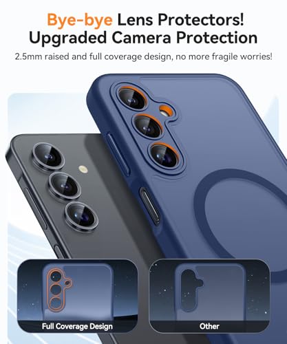 Image of CANSHN Designed for Samsung Galaxy A16-5G Case [Full Camera Protection] [Compatible with Magsafe] Translucent Matte Back Protective Phone Cover, Deep Blue