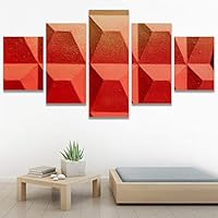 SIGNWIN 5 Panel Canvas Wall Art Modern Art Abstract Closeup Colorful Cool Geometric Minimalist Mixed Media Multicolor Patterns for Home Decorations Ready to Hang - 60