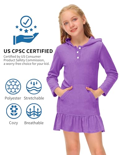 Image of BesserBay Girl's Ruffle Bathrobe Beach Button Down Hooded Terry Cover Ups 3-14 Years