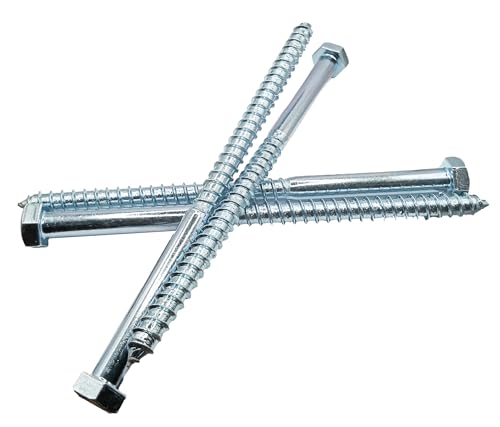 HAFD Viti a testa esagonale zincate per impieghi gravosi 12 x 200 mm, confezione da 6 bulloni a testa esagonale, per fissaggio da legno a cemento, per uso esterno in terrazze, recinzioni e progetti