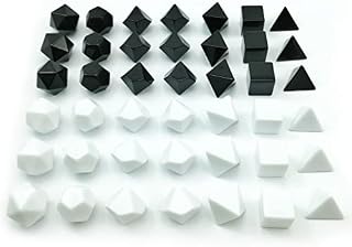Bescon Blank Polyhedral RPG Dice Set 42pcs Artist Set, Solid Black and White Colors in Complete Set of 7, 3 Sets for Each Color, DIY Dice