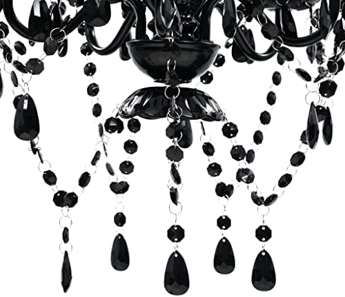 vidaXL Crystal Light 5 Bulbs Black Home Chandelier Ceiling Lighting Fixture