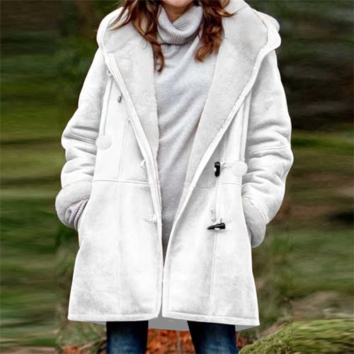 Juniors Faux Jackets Hoodies Trench Outfit for Women Long Sleeve Christmas Warm Fuzzy Hooded Plain Fall Winter 20252