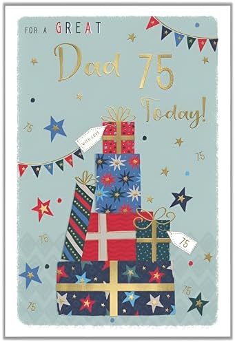 Dad 75th Birthday Card - Age 75 - Special Finishes - Modern Stars
